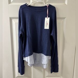 Vineyard Vines Girls NWT Soft Mixed Media Top in Deep Bay Heather Sz L (14)
